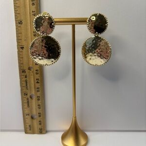 Gold and Silver Hammered Disc Clop on Earrings